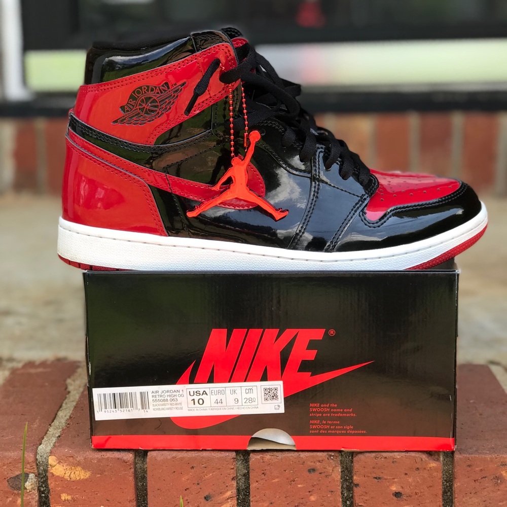 Air Jordan 1 Retro High OG Patent Bred Size 10